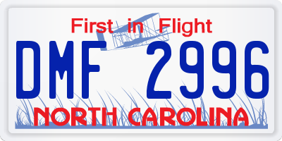 NC license plate DMF2996