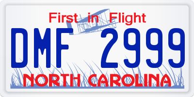 NC license plate DMF2999