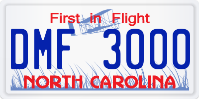 NC license plate DMF3000