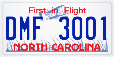 NC license plate DMF3001