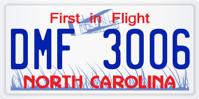 NC license plate DMF3006