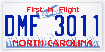 NC license plate DMF3011