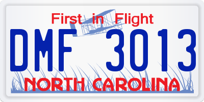 NC license plate DMF3013