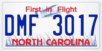 NC license plate DMF3017