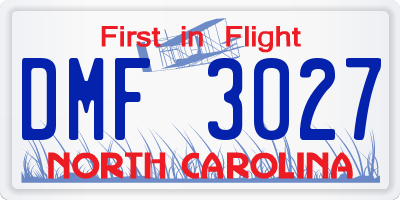 NC license plate DMF3027