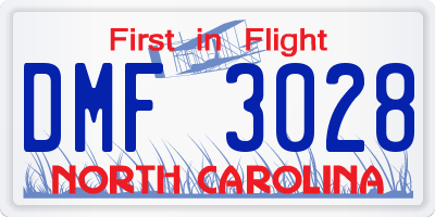 NC license plate DMF3028
