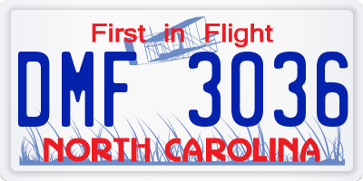 NC license plate DMF3036