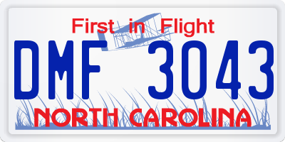 NC license plate DMF3043