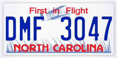 NC license plate DMF3047