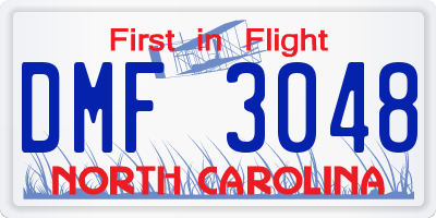 NC license plate DMF3048