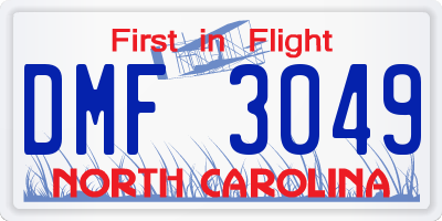 NC license plate DMF3049