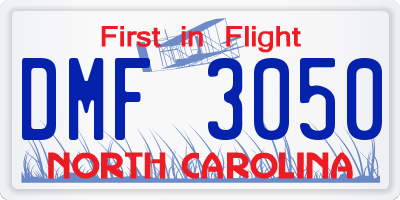 NC license plate DMF3050