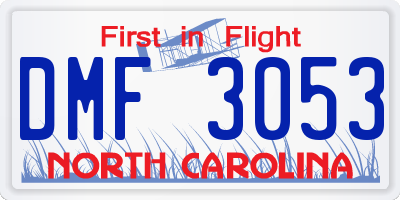 NC license plate DMF3053