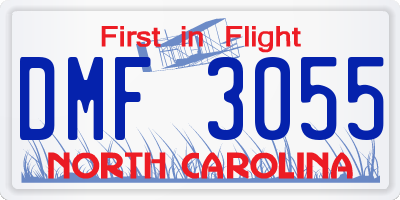 NC license plate DMF3055