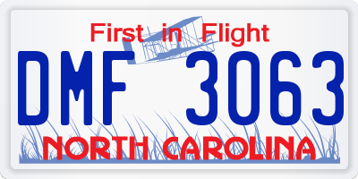 NC license plate DMF3063