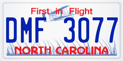 NC license plate DMF3077