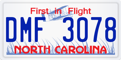 NC license plate DMF3078