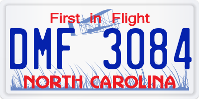 NC license plate DMF3084