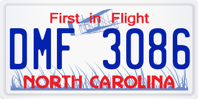 NC license plate DMF3086