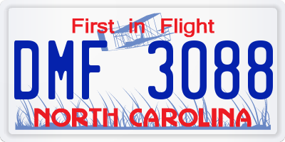 NC license plate DMF3088