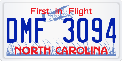 NC license plate DMF3094