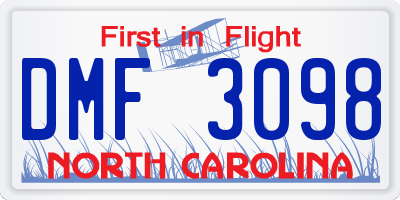 NC license plate DMF3098
