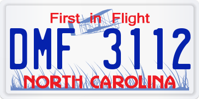 NC license plate DMF3112