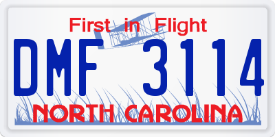 NC license plate DMF3114
