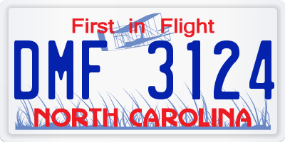 NC license plate DMF3124