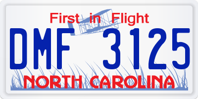 NC license plate DMF3125