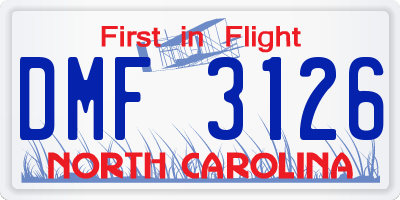 NC license plate DMF3126