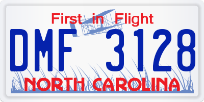 NC license plate DMF3128