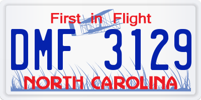 NC license plate DMF3129