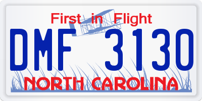 NC license plate DMF3130