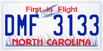NC license plate DMF3133