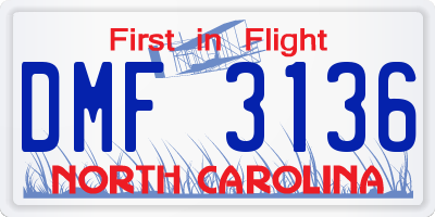 NC license plate DMF3136