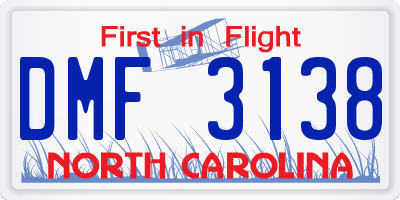 NC license plate DMF3138