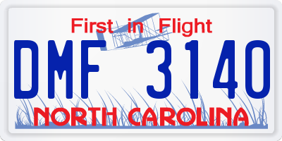 NC license plate DMF3140