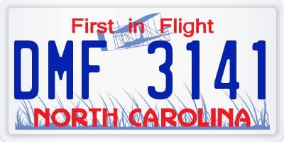 NC license plate DMF3141