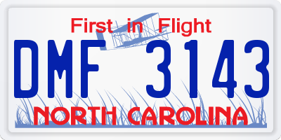 NC license plate DMF3143