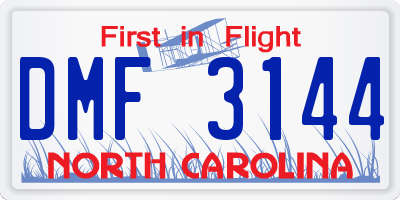 NC license plate DMF3144