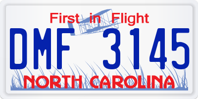 NC license plate DMF3145