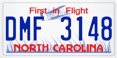 NC license plate DMF3148