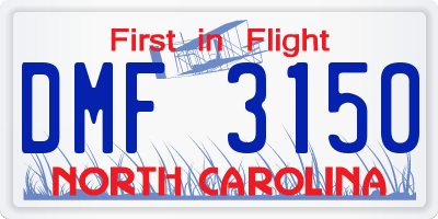 NC license plate DMF3150