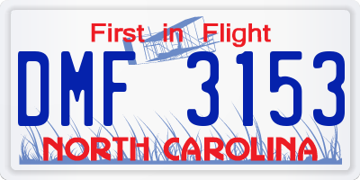 NC license plate DMF3153