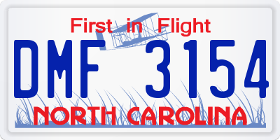 NC license plate DMF3154