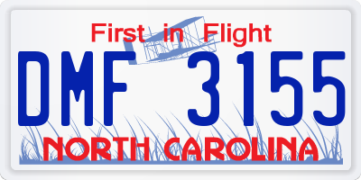 NC license plate DMF3155