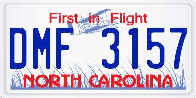 NC license plate DMF3157