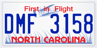NC license plate DMF3158