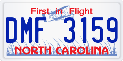 NC license plate DMF3159